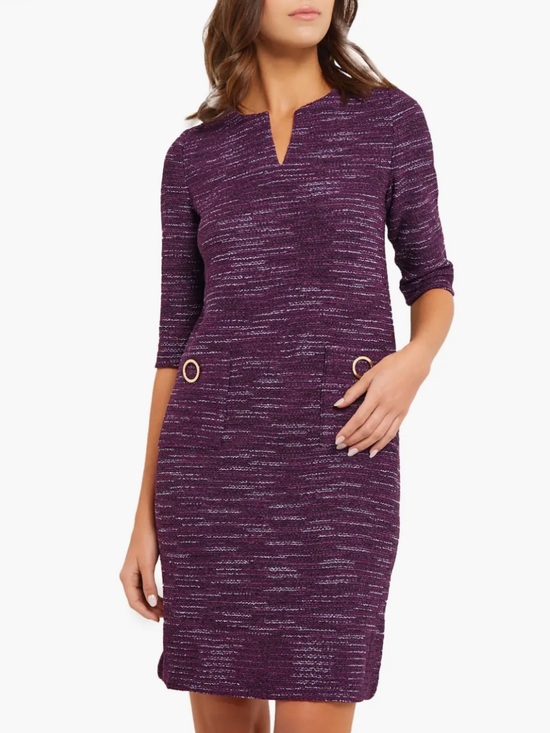 Misook Dresses & Skirts - Misook Tweed Shift Dress Purple Black White Formal Casual Size Medium